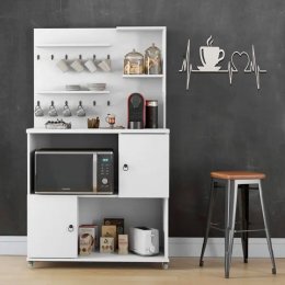 Placa Decorativa Cardiograma Café MDF Branco