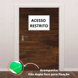 placa sinalização 1/2 oficio acesso restrito mdf natural