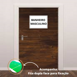 placa sinalização 1/2 oficio banheiro masculino mdf branco