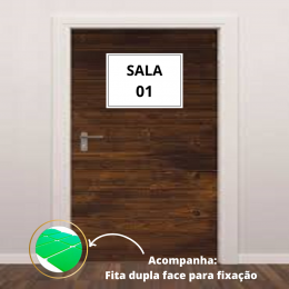 placa sinalização 1/2 oficio sala 01 mdf branco