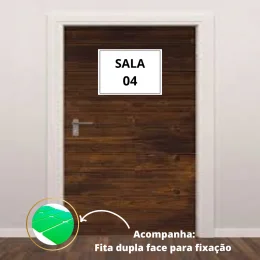 placa sinalizao 1/2 oficio sala 04 mdf branco