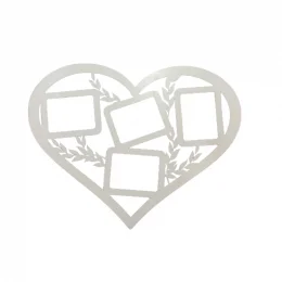 porta retratos corao 4 fotos em mdf branco