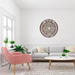 Calendrio Asteca Decorativo Em MDF 30 cm Branco