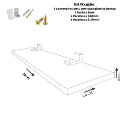 Prateleira Simples 20x20 cm Com Suporte Em Mdf Branco