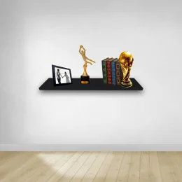 Prateleira Simples 50x15cm Com Suporte Em Mdf preto