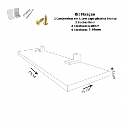 Prateleira Simples 50x15cm Com Suporte Em Mdf preto