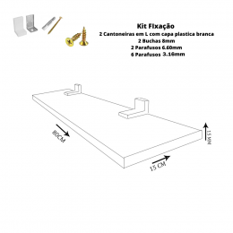 Prateleira Simples Madeirado 80X15 cm Com Suporte Em Mdf