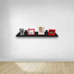 Prateleira Simples Preta 90X15 cm Com Suporte Em Mdf