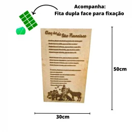 Quadro Orao de So Francisco de Assis em MDF 50x30 cm Natural