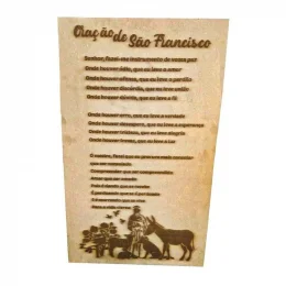 Quadro Orao de So Francisco de Assis em MDF 50x30 cm Natural