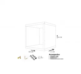 Kit 3 Nicho Decorativo 50X50X15 cm Preto Em Mdf