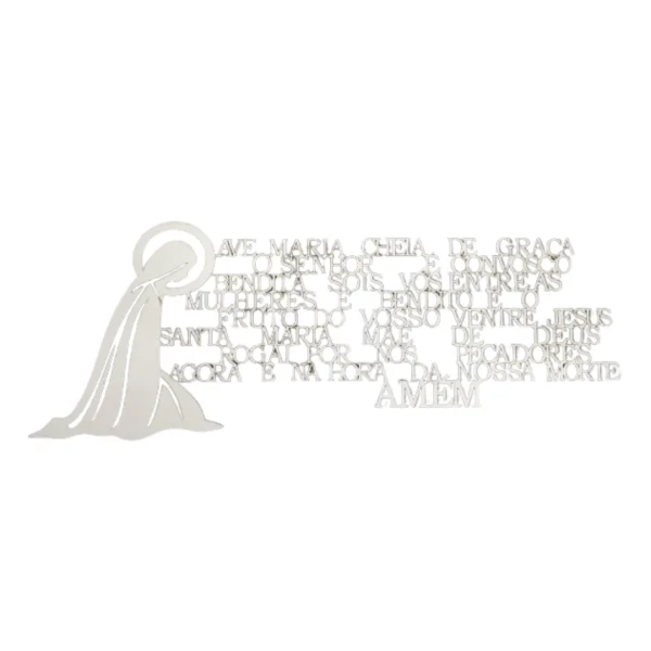 ave maria 50x20 cm orao imagem top mdf 3mm branco