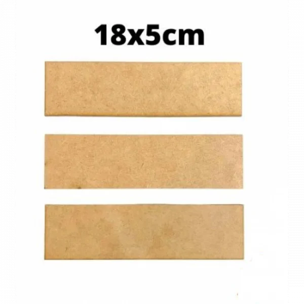 Chapa em MDF retangular 18x5cm 3mm para artesanato c/ 8 pcs