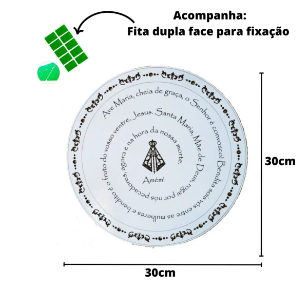 Mandala Orao Ave Maria MDF Branco 30 cm