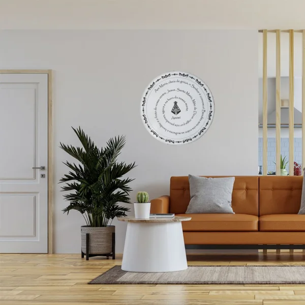 Mandala Orao Ave Maria MDF Branco 30 cm