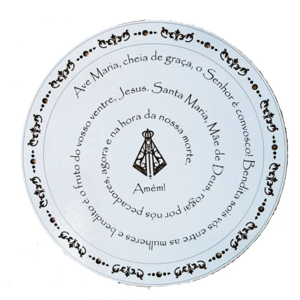 Mandala Orao Ave Maria MDF Branco 60 cm