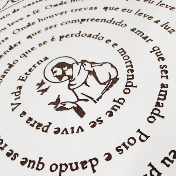 Mandala Orao de So Francisco em MDF 30 cm branco