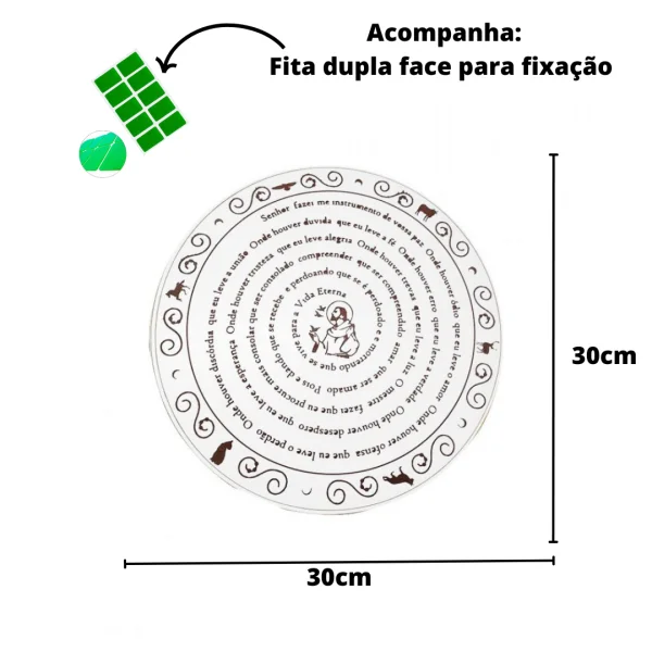 Mandala Orao de So Francisco em MDF 30 cm branco