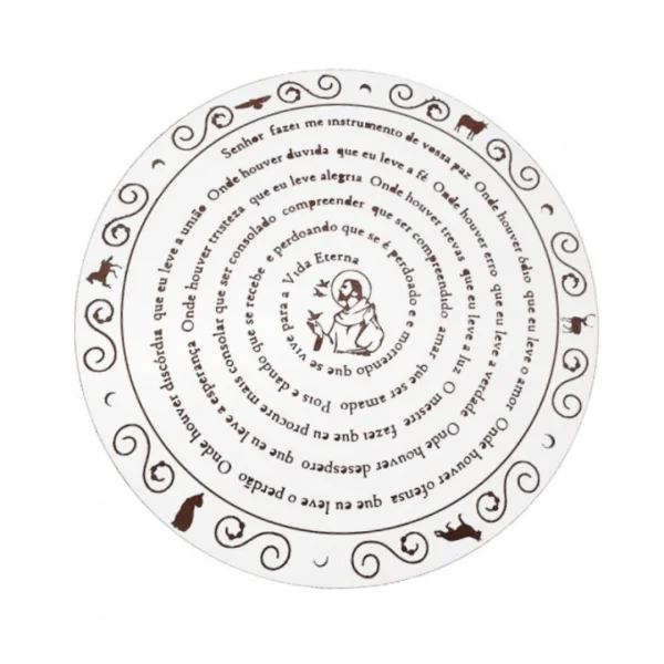 Mandala Orao de So Francisco em MDF 60 cm branco