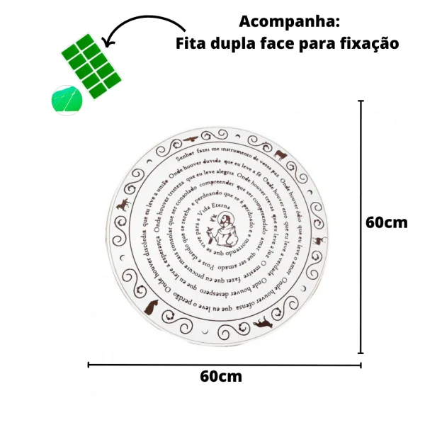 Mandala Orao de So Francisco em MDF 60 cm branco
