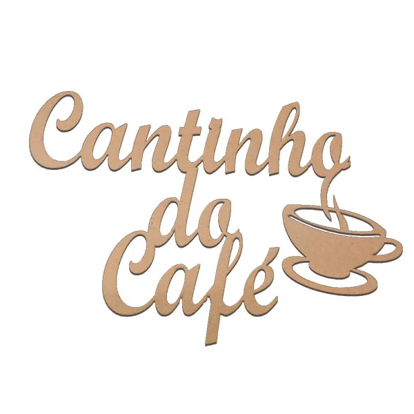 Placa Decorativa Cantinho do Caf MDF Natural