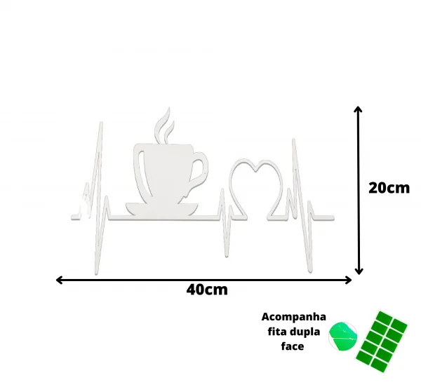 Placa Decorativa Cardiograma Caf MDF Branco