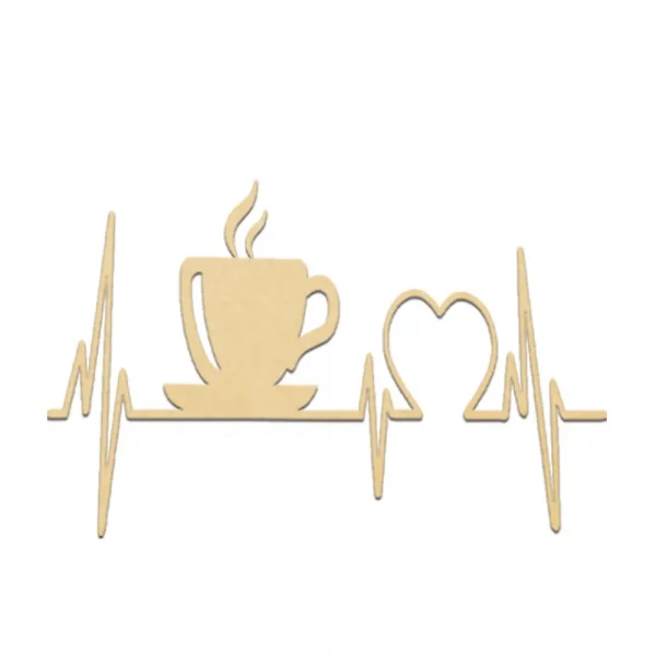 Placa Decorativa Cardiograma Caf MDF Natural