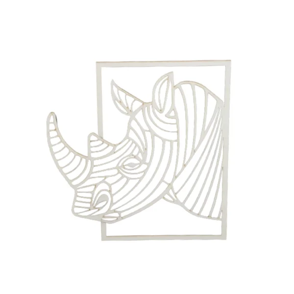 placa rinoceronte 3d decorao ambiente branco mdf 3mm
