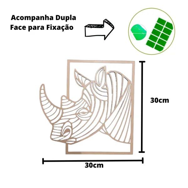 placa rinoceronte 3d decorao ambiente natural mdf 3mm