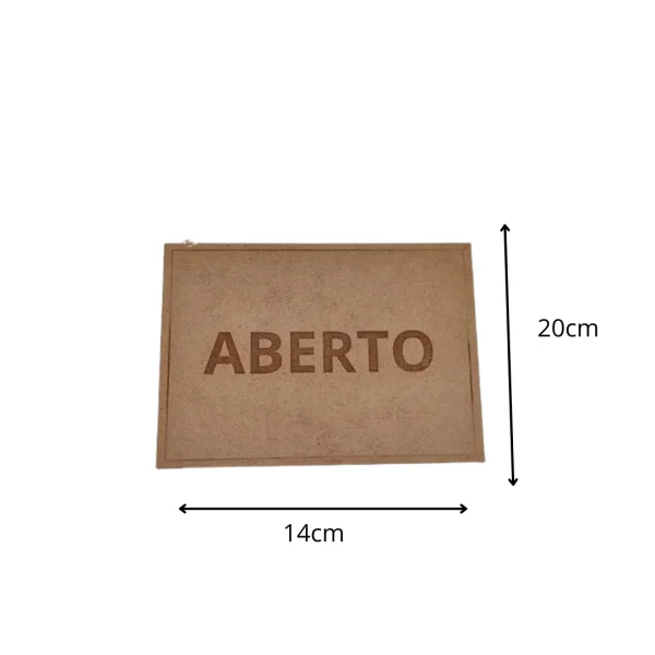 placa sinalizao 1/2 oficio aberto mdf natural