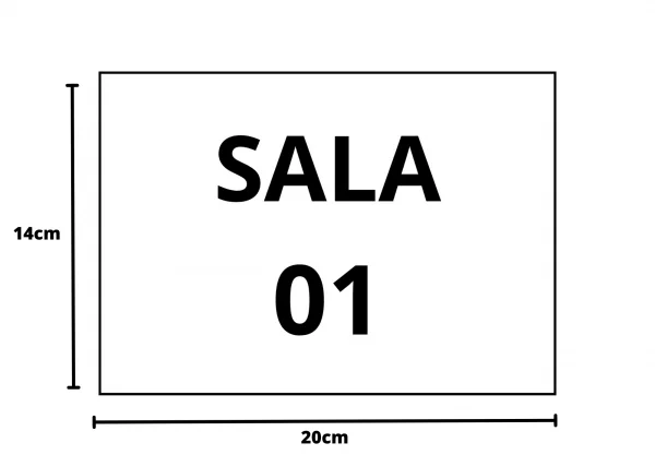 placa sinalizao 1/2 oficio sala 01 mdf branco