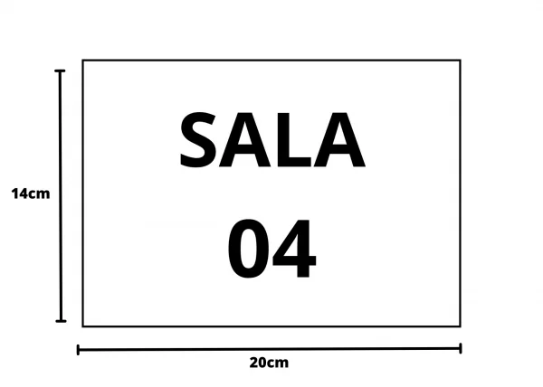 placa sinalizao 1/2 oficio sala 04 mdf branco