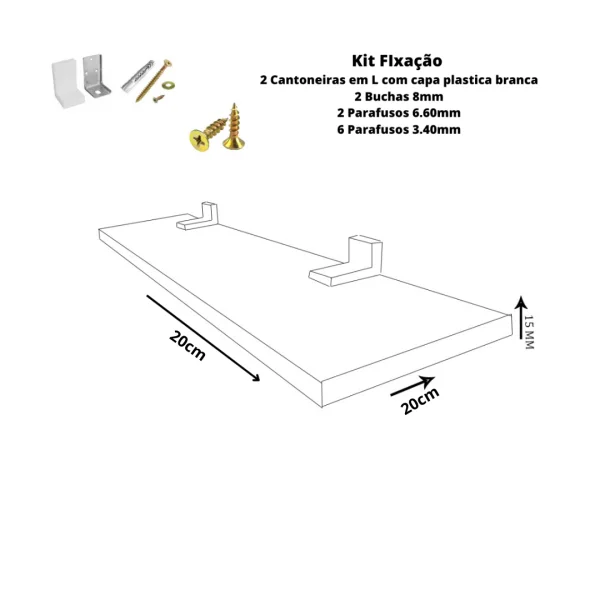 Prateleira Linha Furta-Cor Com Borda De Pvc Branco 20X20 cm