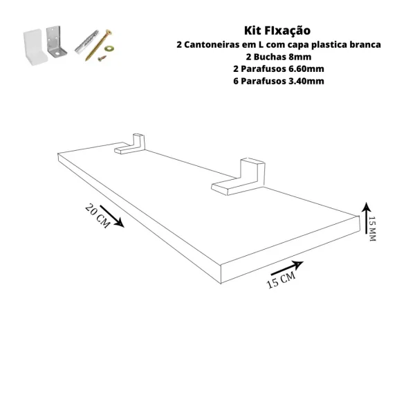 Prateleira Linha-Furta cor Com Borda De Pvc Branco 20X15 cm