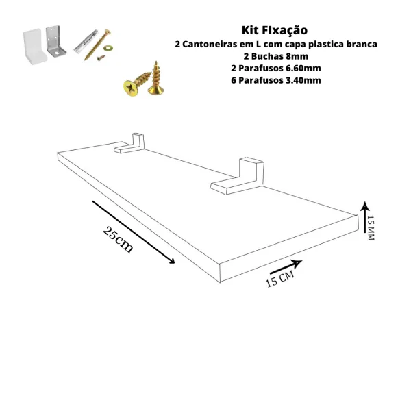 Prateleira Linha-Furta cor Com Borda De Pvc Branco 25x15 cm