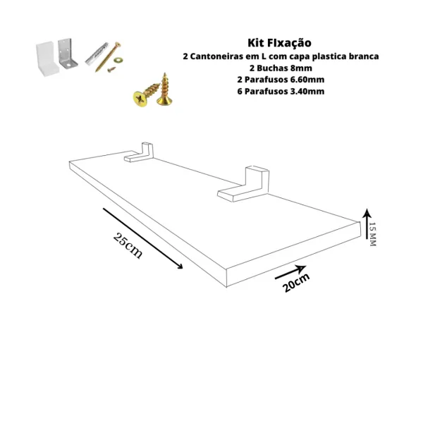 Prateleira Linha-Furta cor Com Borda De Pvc Branco 25x20 cm