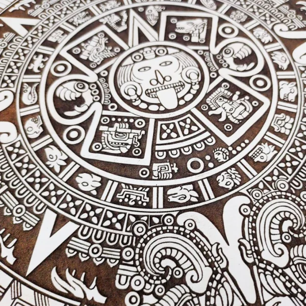 Calendrio Asteca Decorativo Em MDF 30 cm Branco