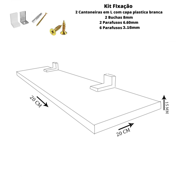 Prateleira Simples 20x20 cm Com Suporte Em Mdf Madeirado