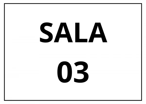 placa sinalizao 1/2 oficio sala 03 mdf branco