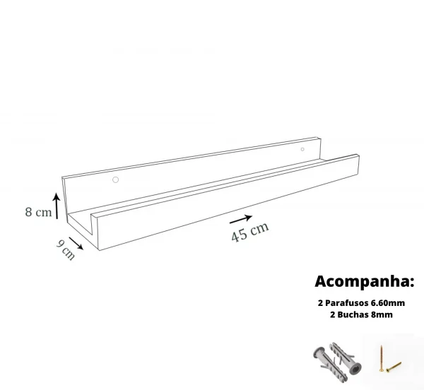 Prateleira Tempero Simples 45 Cm Madeirado Em Mdf