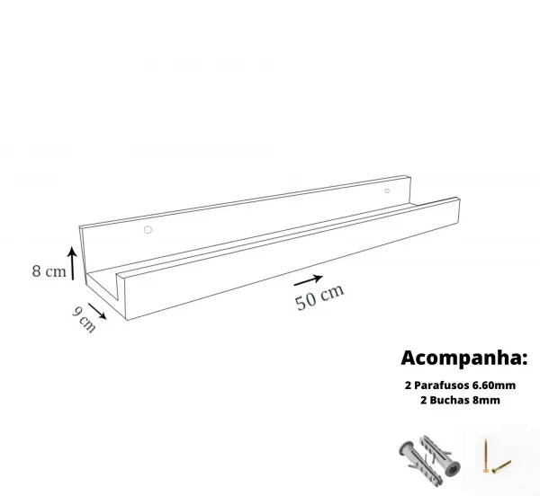 Prateleira Tempero Simples 50cm Em Mdf Naural
