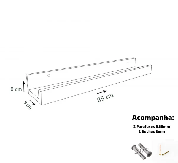 Prateleira Tempero Simples 85 Cm Madeirado Em Mdf