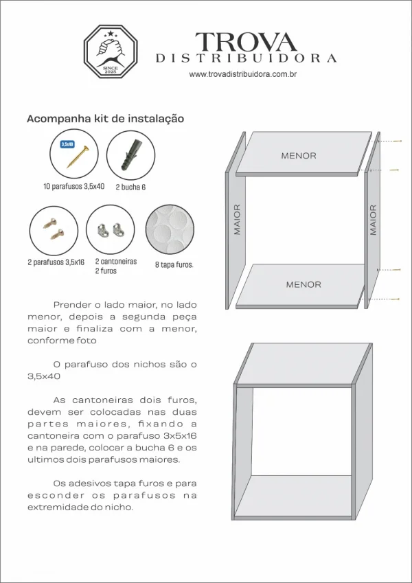Nicho Decorativo 40X40X20 cm Em Mdf Preto