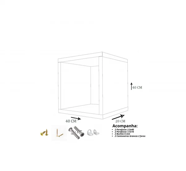 Nicho Decorativo 40X40X20 cm Em Mdf Preto