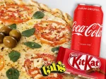 Pizza Broto (25cm - 4 Fatias) 1 sabor + Coca Cola 350 ml + Kit Kat!