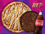 Pizza Grande 8 fatias + Pizza Doce Broto + Coca Cola litro!