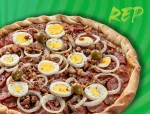 Calabresa Ovo e Bacon - Pizza M�dia 6 Fatias!