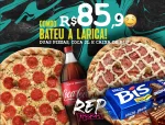 2 Pizzas Média 30cm, dois sabores por pizza + caixa de BIS + 1 Coca Cola litro!