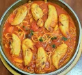Pollo romana con spaghetti -