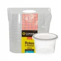 KIT POTE E TAMPA PP TR 500ML PCT C/25UN. COPOBRAS